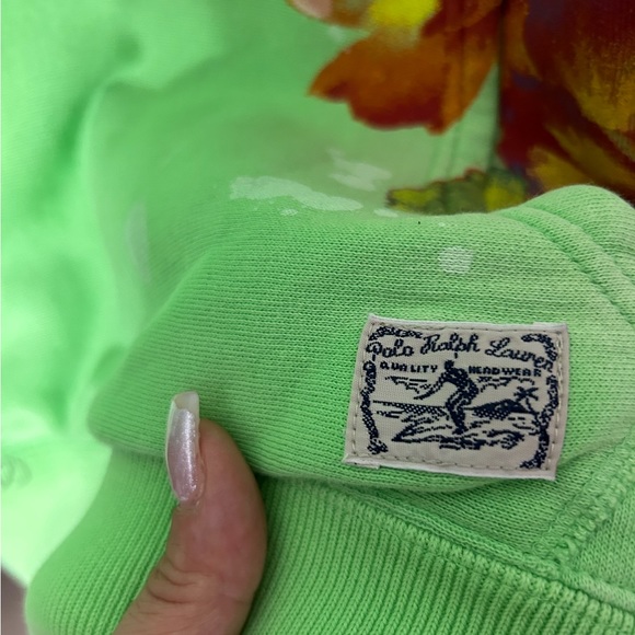 Ralph Lauren Polo Mens Pullover Beach Shop Graphic Hooded Sweatshirt Lime  XL - Picture 3 of 5
